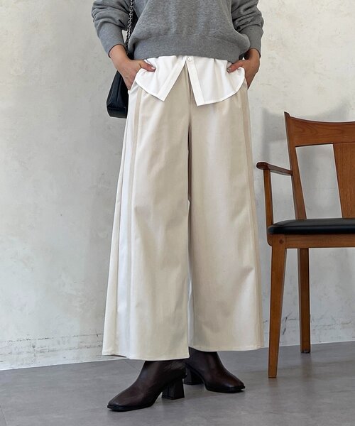 un dix cors(アンディコール)の「ストレッチ起毛リブ替えパンツ(その他パンツ・レディース・ブルー/アイボリー/ブラック・FREE)」の1枚目の写真