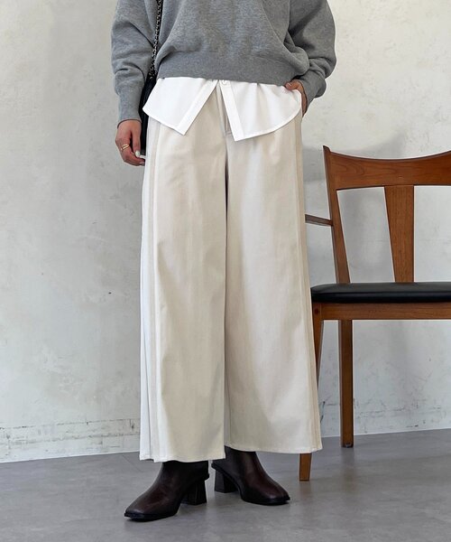 un dix cors(アンディコール)の「ストレッチ起毛リブ替えパンツ(その他パンツ・レディース・ブルー/アイボリー/ブラック・FREE)」の4枚目の写真