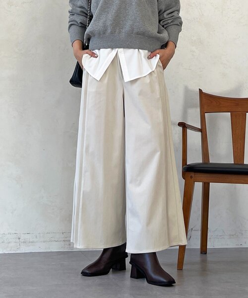 un dix cors(アンディコール)の「ストレッチ起毛リブ替えパンツ(その他パンツ・レディース・ブルー/アイボリー/ブラック・FREE)」の7枚目の写真