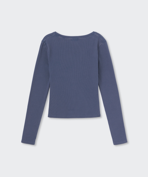 MUSINSA STANDARD WOMAN（ムシンサスタンダードウーマン）の「ウィメンズピグメントリブスリムスcoopネック長袖Tシャツ[ダスティブルー]（Tシャツ/カットソー・レディース・その他・X-SMALL/SMALL/MEDIUM/LARGE）」の6枚目の写真