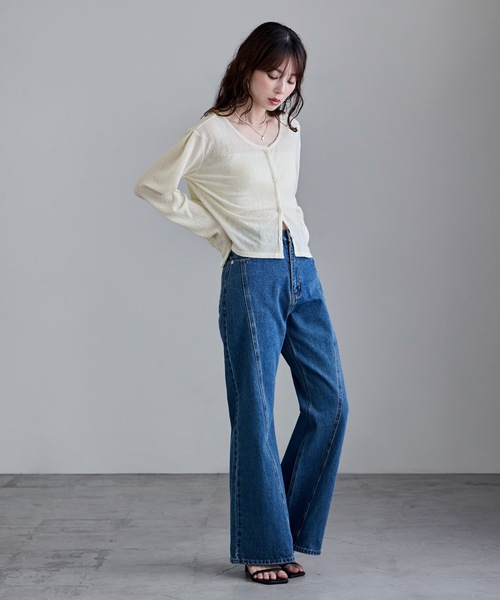 etoll.（エトル）の「2wayクレープシアーカーディガン（カーディガン/ボレロ・レディース・ブラック/オフホワイト/杢グレー/ブルー・M）」の10枚目の写真