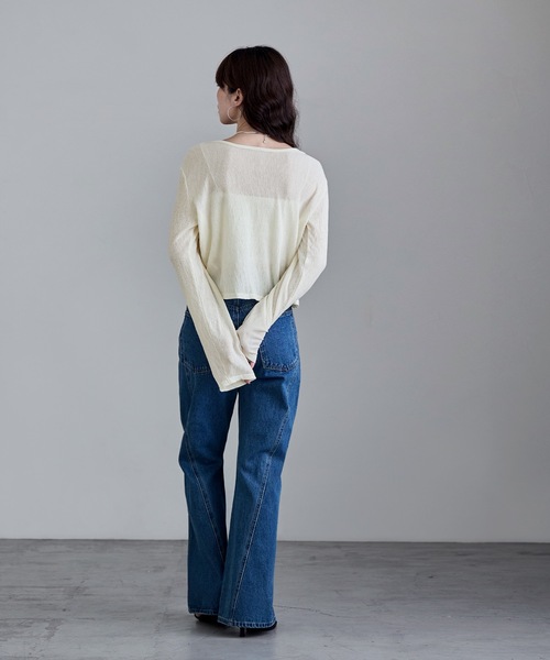 etoll.（エトル）の「2wayクレープシアーカーディガン（カーディガン/ボレロ・レディース・ブラック/オフホワイト/杢グレー/ブルー・M）」の11枚目の写真