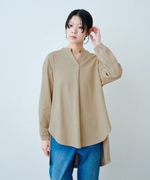 IEDIT | ＩＥＤＩＴ　布はく見えして実は伸びやかバックギャザーストライプ美ノビチュニック(チュニック)