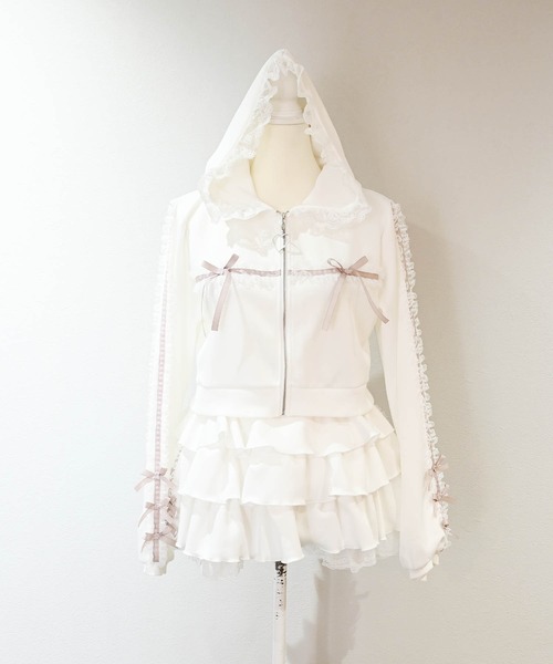 MA*RS(アメーバーマーズ)の「りぼん×レーステープラインパーカーセットアップ(セットアップ・レディース・ホワイト×ピンク/ブラック/ピンク系その他・FREE)」の16枚目の写真