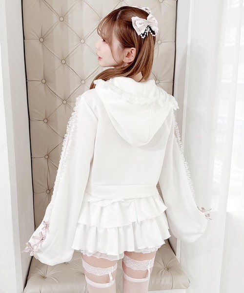 MA*RS(アメーバーマーズ)の「りぼん×レーステープラインパーカーセットアップ(セットアップ・レディース・ホワイト×ピンク/ブラック/ピンク系その他・FREE)」の7枚目の写真