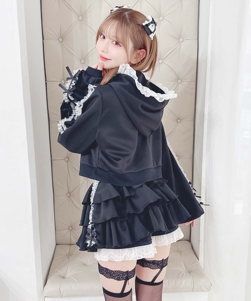 MA*RS(アメーバーマーズ)の「りぼん×レーステープラインパーカーセットアップ(セットアップ・レディース・ホワイト×ピンク/ブラック/ピンク系その他・FREE)」の11枚目の写真