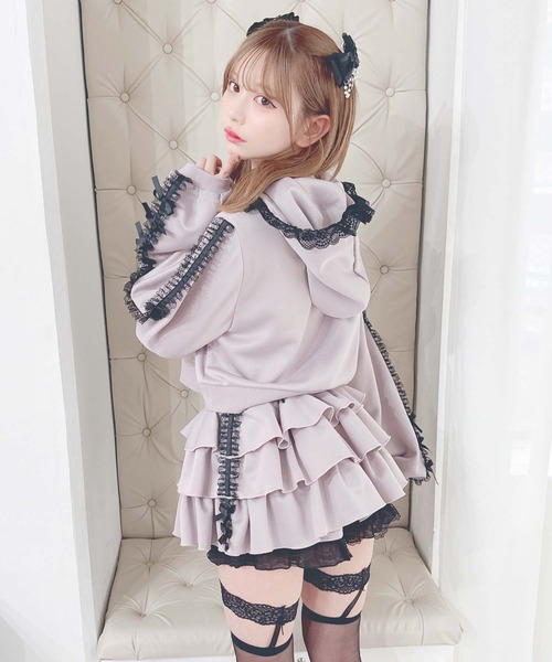 MA*RS(アメーバーマーズ)の「りぼん×レーステープラインパーカーセットアップ(セットアップ・レディース・ホワイト×ピンク/ブラック/ピンク系その他・FREE)」の15枚目の写真