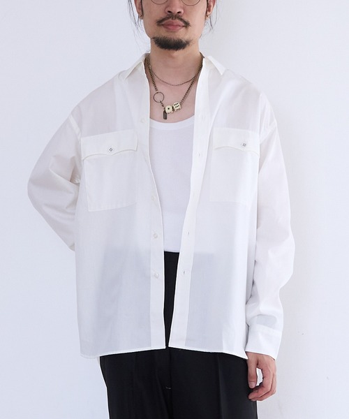 benine9（ビーナイン）の「benine 9 Double Pocket L/S Shirt (BN0126-401)（シャツ/ブラウス・メンズ・ブラック/ホワイト・MEDIUM/LARGE）」の2枚目の写真
