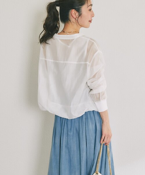 La boutique BonBon（ラブティックボンボン）の「【今すぐお届け！・1枚でおしゃれ見え】シアーレイヤードブラウス（シャツ/ブラウス・レディース・ホワイト/サックスブルー/チャコールグレー・FREE）」の18枚目の写真