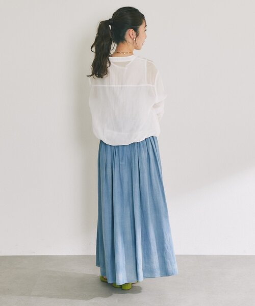 La boutique BonBon（ラブティックボンボン）の「【今すぐお届け！・1枚でおしゃれ見え】シアーレイヤードブラウス（シャツ/ブラウス・レディース・ホワイト/サックスブルー/チャコールグレー・FREE）」の21枚目の写真