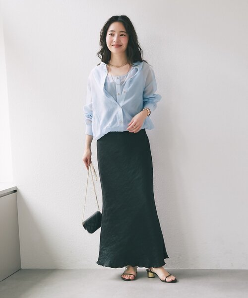 La boutique BonBon（ラブティックボンボン）の「【今すぐお届け！・1枚でおしゃれ見え】シアーレイヤードブラウス（シャツ/ブラウス・レディース・ホワイト/サックスブルー/チャコールグレー・FREE）」の11枚目の写真