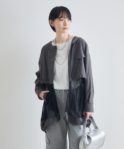 Paradise Picnic（パラダイスピクニック）の「メッシュレイヤードブルゾン（ブルゾン・レディース・ベージュ/チャコールグレー/ブラック・FREE）」の3枚目の写真