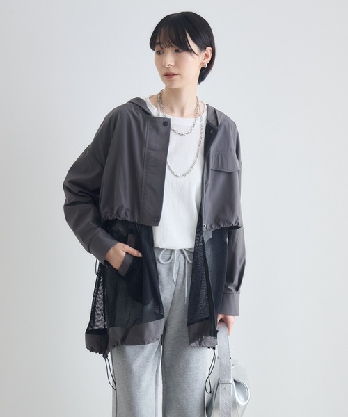 Paradise Picnic（パラダイスピクニック）の「メッシュレイヤードブルゾン（ブルゾン・レディース・ベージュ/チャコールグレー/ブラック・FREE）」の14枚目の写真