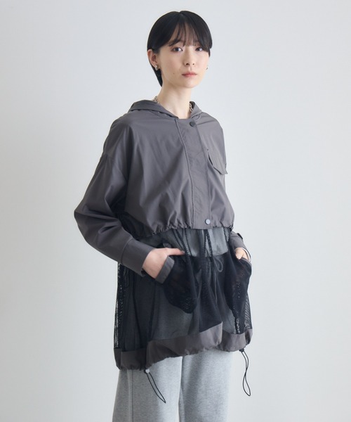 Paradise Picnic（パラダイスピクニック）の「メッシュレイヤードブルゾン（ブルゾン・レディース・ベージュ/チャコールグレー/ブラック・FREE）」の22枚目の写真
