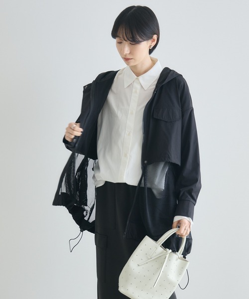 Paradise Picnic（パラダイスピクニック）の「メッシュレイヤードブルゾン（ブルゾン・レディース・ベージュ/チャコールグレー/ブラック・FREE）」の8枚目の写真