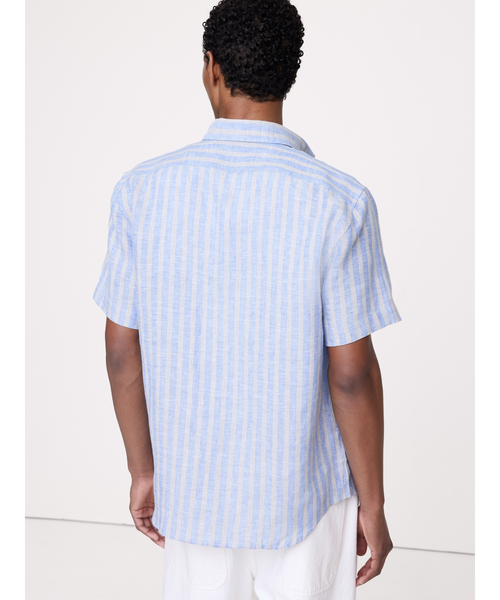 Banana Republic（バナナリパブリック）の「スタンダードフィット リネン ショートスリーブ シャツ（シャツ/ブラウス・メンズ・ネイビー/ホワイト/オリーブ/ナチュラル/ホワイト×ブルー・S/M/L/XL）」の10枚目の写真