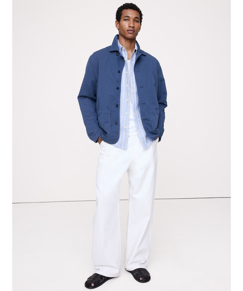 Banana Republic（バナナリパブリック）の「スタンダードフィット リネン ショートスリーブ シャツ（シャツ/ブラウス・メンズ・ネイビー/ホワイト/オリーブ/ナチュラル/ホワイト×ブルー・S/M/L/XL）」の12枚目の写真