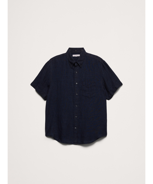 Banana Republic（バナナリパブリック）の「スタンダードフィット リネン ショートスリーブ シャツ（シャツ/ブラウス・メンズ・ネイビー/ホワイト/オリーブ/ナチュラル/ホワイト×ブルー・S/M/L/XL）」の13枚目の写真