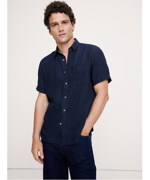 Standard Fit Linen Short Sleeve Shirt (лен)