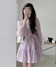 ＆soiree（アンドソワレ）の「ワッシャーリボン付きシフォンチュニック（チュニック）」