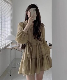 ＆soiree（アンドソワレ）の「ワッシャーリボン付きシフォンチュニック（チュニック）」