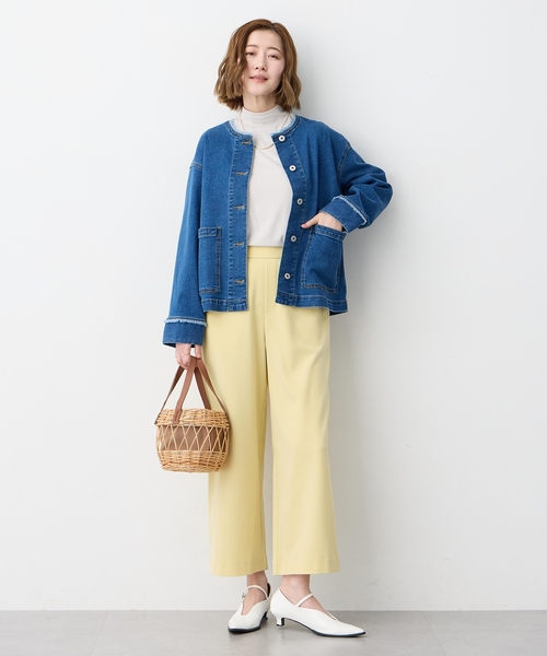 Petit Honfleur(プチオンフルール)の「【すご楽シリーズ】ストレッチワイドパンツ【無地・チェック柄・通年素材・ウエストゴム】(その他パンツ・レディース・チャコールグレー/ライトグレー/イエロー・M/L)」の20枚目の写真