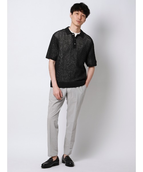 SUIT SQUARE（スーツスクエア）の「FLAT タックテーパードパンツ ウォッシャブル ストレッチ ドライシアサッカー 無地 裾上げ済み（スラックス・メンズ・ライトグレー/ブルー・S/M/L）」の13枚目の写真