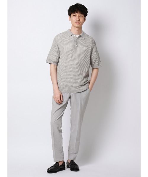 SUIT SQUARE（スーツスクエア）の「FLAT タックテーパードパンツ ウォッシャブル ストレッチ ドライシアサッカー 無地 裾上げ済み（スラックス・メンズ・ライトグレー/ブルー・S/M/L）」の14枚目の写真