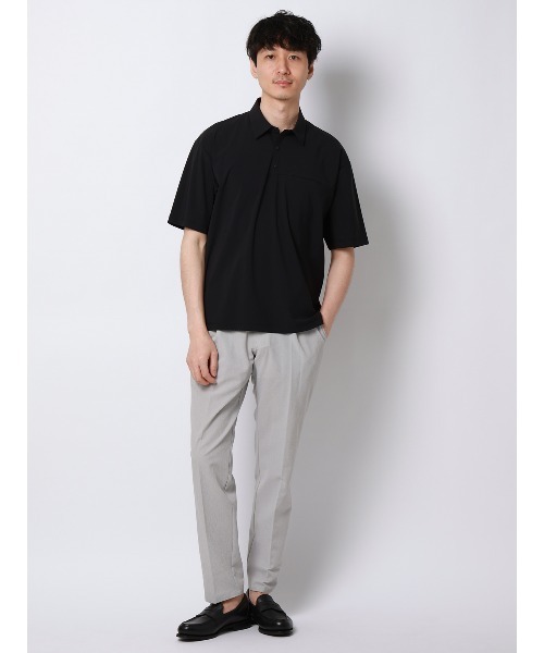 SUIT SQUARE（スーツスクエア）の「FLAT タックテーパードパンツ ウォッシャブル ストレッチ ドライシアサッカー 無地 裾上げ済み（スラックス・メンズ・ライトグレー/ブルー・S/M/L）」の15枚目の写真