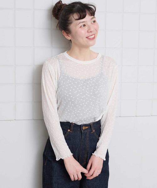 l'atelier du savon（アトリエドサボン）の「すけすけドット　ロンT（Tシャツ/カットソー・レディース・アイボリー・FREE）」の2枚目の写真