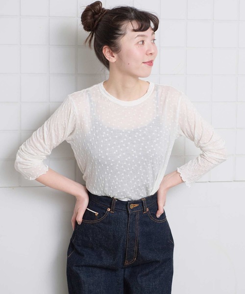 l'atelier du savon（アトリエドサボン）の「すけすけドット　ロンT（Tシャツ/カットソー・レディース・アイボリー・FREE）」の3枚目の写真