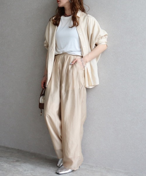 zena（ジェナ）の「シアーストライプドルマンシャツ/ オーバーサイズ / 春シャツ（シャツ/ブラウス・レディース・ブルー系その他/ベージュ系その他・FREE）」の9枚目の写真