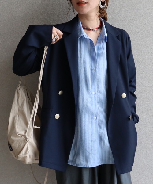 zena（ジェナ）の「シアーストライプドルマンシャツ/ オーバーサイズ / 春シャツ（シャツ/ブラウス・レディース・ブルー系その他/ベージュ系その他・FREE）」の13枚目の写真