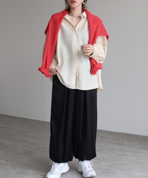 zena（ジェナ）の「シアーストライプドルマンシャツ/ オーバーサイズ / 春シャツ（シャツ/ブラウス・レディース・ブルー系その他/ベージュ系その他・FREE）」の15枚目の写真