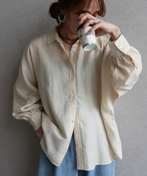 zena（ジェナ）の「シアーストライプドルマンシャツ/ オーバーサイズ / 春シャツ（シャツ/ブラウス・レディース・ブルー系その他/ベージュ系その他・FREE）」の18枚目の写真