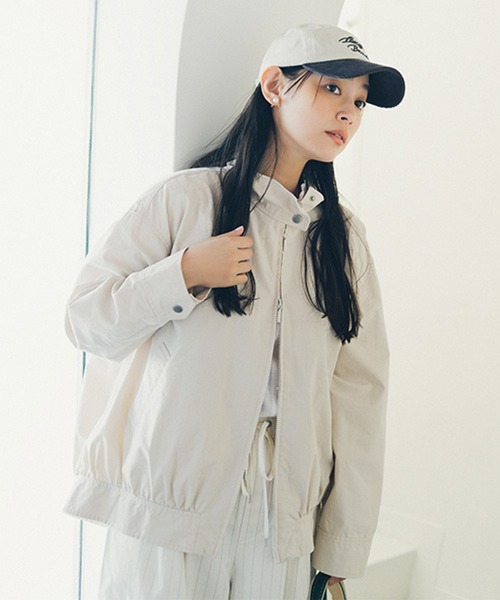 studio CLIP（スタディオクリップ）の「コットンナイロンスタンドブルゾン（ブルゾン・レディース・アイボリー/ベージュ・FREE）」の4枚目の写真