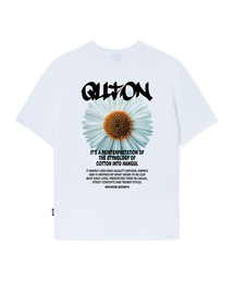 QUTON（ク―トン）の「デイジーバージョン2 ブルー オーバーサイズ ヘビー 半袖Tシャツ（Tシャツ/カットソー）」