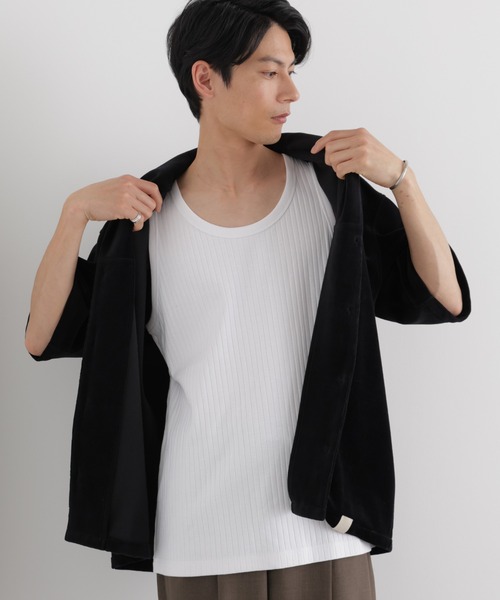 NANO universe（ナノユニバース）の「Anti Soaked(R) 汗染み防止 リブタンクトップ（タンクトップ・メンズ・ブラック/ホワイト/チャコール・L/M）」の2枚目の写真