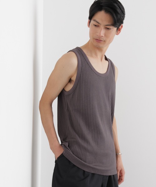 NANO universe（ナノユニバース）の「Anti Soaked(R) 汗染み防止 リブタンクトップ（タンクトップ・メンズ・ブラック/ホワイト/チャコール・L/M）」の5枚目の写真