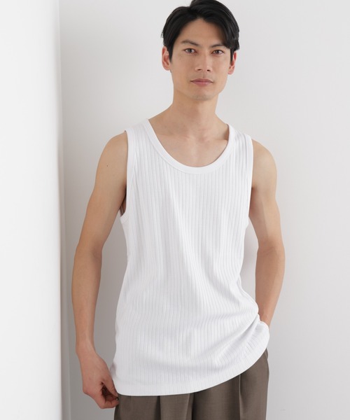 NANO universe（ナノユニバース）の「Anti Soaked(R) 汗染み防止 リブタンクトップ（タンクトップ・メンズ・ブラック/ホワイト/チャコール・L/M）」の12枚目の写真