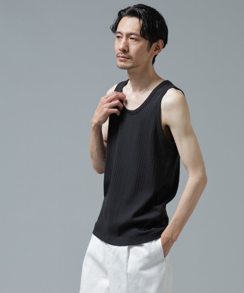 NANO universe（ナノユニバース）の「Anti Soaked(R) 汗染み防止 リブタンクトップ（タンクトップ・メンズ・ブラック/ホワイト/チャコール・L/M）」の20枚目の写真