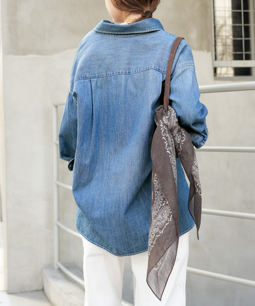 Lee（リー）の「追加 Lee デニムシャツ（シャツ/ブラウス・レディース・ネイビー・FREE）」の7枚目の写真