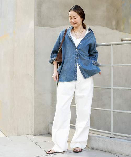 Lee（リー）の「追加 Lee デニムシャツ（シャツ/ブラウス・レディース・ネイビー・FREE）」の8枚目の写真