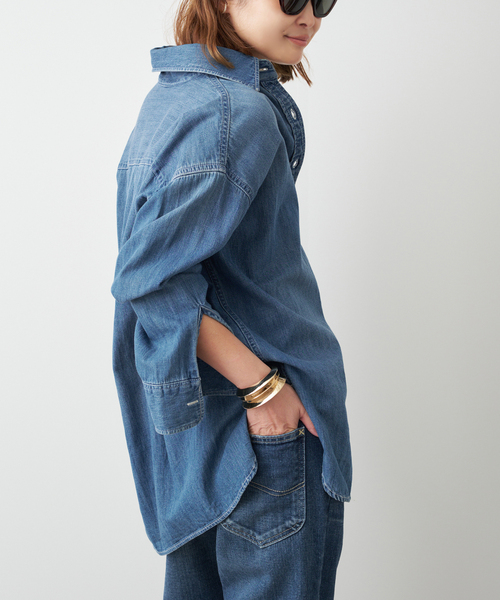 Lee（リー）の「追加 Lee デニムシャツ（シャツ/ブラウス・レディース・ネイビー・FREE）」の12枚目の写真