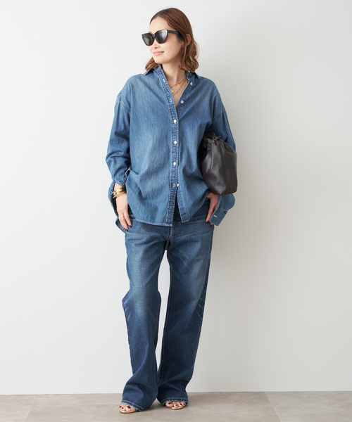 Lee（リー）の「追加 Lee デニムシャツ（シャツ/ブラウス・レディース・ネイビー・FREE）」の14枚目の写真