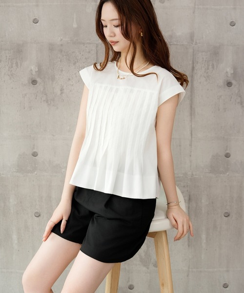 DRESS PLUS(ドレスプラス)の「ブラウス レディース トップス シャツ(ベスト・レディース・ライトグレー/サックスブルー/ブラック/オフホワイト・M)」の7枚目の写真