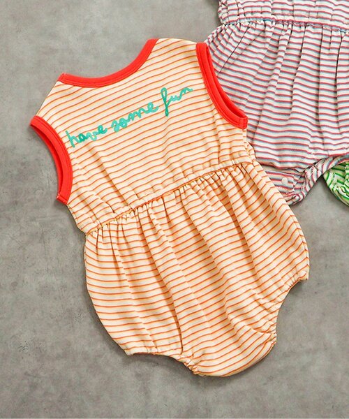 BREEZE（ブリーズ）の「【リンク】Bpop ミジンボーダータンクボディオール（ロンパース・キッズ・イエロー/グリーン/レッド・70/80）」の2枚目の写真