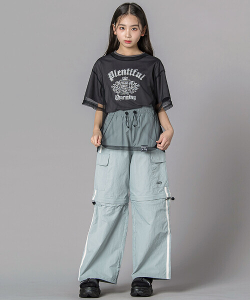 ZIDDY（ジディ）の「レイヤード風 シアーチュール ラメロゴTシャツ(130~160cm)（その他トップス・キッズ・オフホワイト/グレー・130cm/FREE/140cm/150cm）」の7枚目の写真