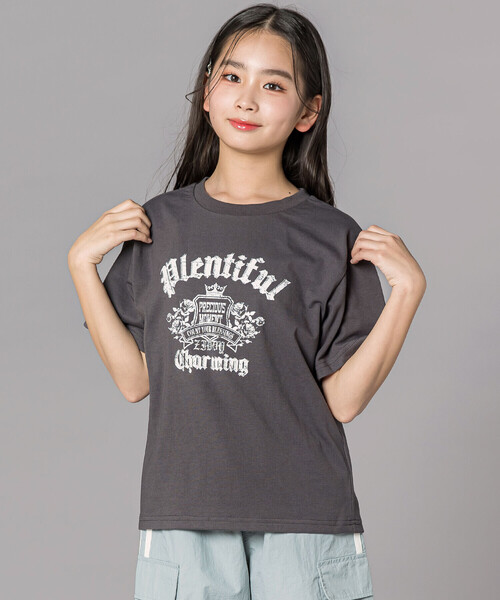 ZIDDY（ジディ）の「レイヤード風 シアーチュール ラメロゴTシャツ(130~160cm)（その他トップス・キッズ・オフホワイト/グレー・130cm/FREE/140cm/150cm）」の9枚目の写真