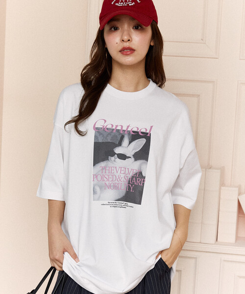 PUBLUX(パブリュクス)の「PUBLUX/パブリュクス <機能性素材>Genteel ラビット プリント Tシャツ 限定展開(Tシャツ/カットソー・レディース・ホワイト/ピンク/チャコールグレー・LARGE/MEDIUM/SMALL)」の11枚目の写真